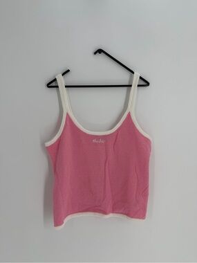 The Bar Pink Carter Logo Embroidered Semi Cropped Sweater Tank